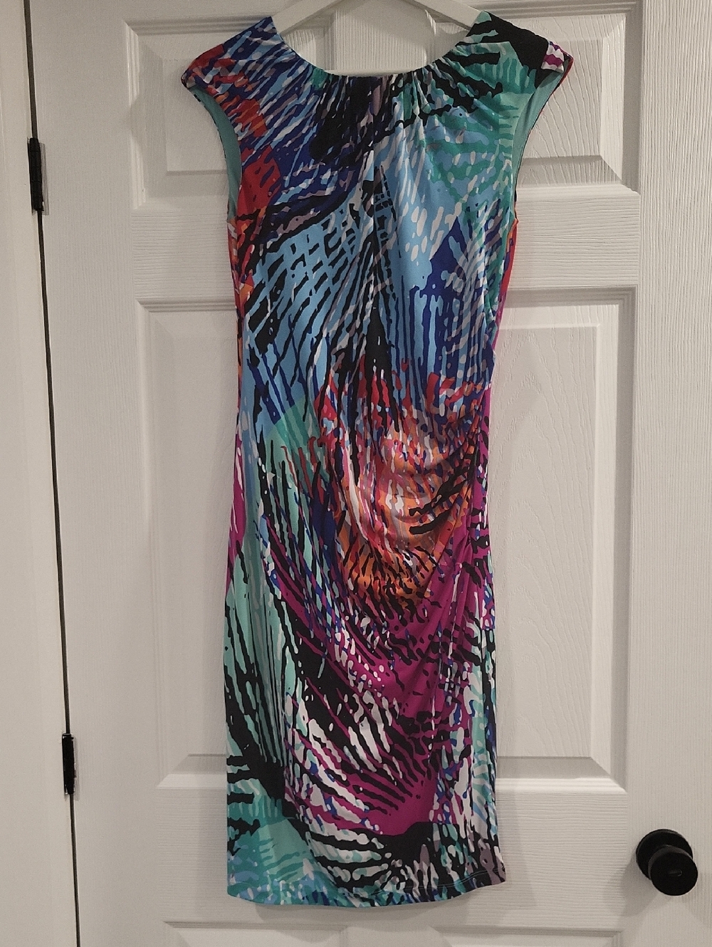 Ellen Tracy Teal, Blue & Purple Abstract Print Blouse